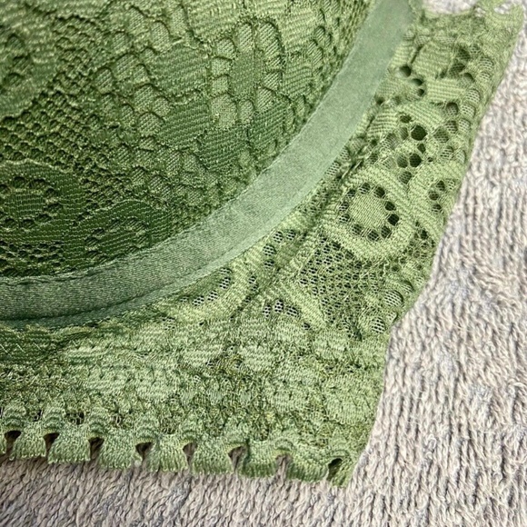 NWT Aerie Real Power Plunge Push Up Joy Lace Bra - Olive Fun - 32C - Picture 8 of 11